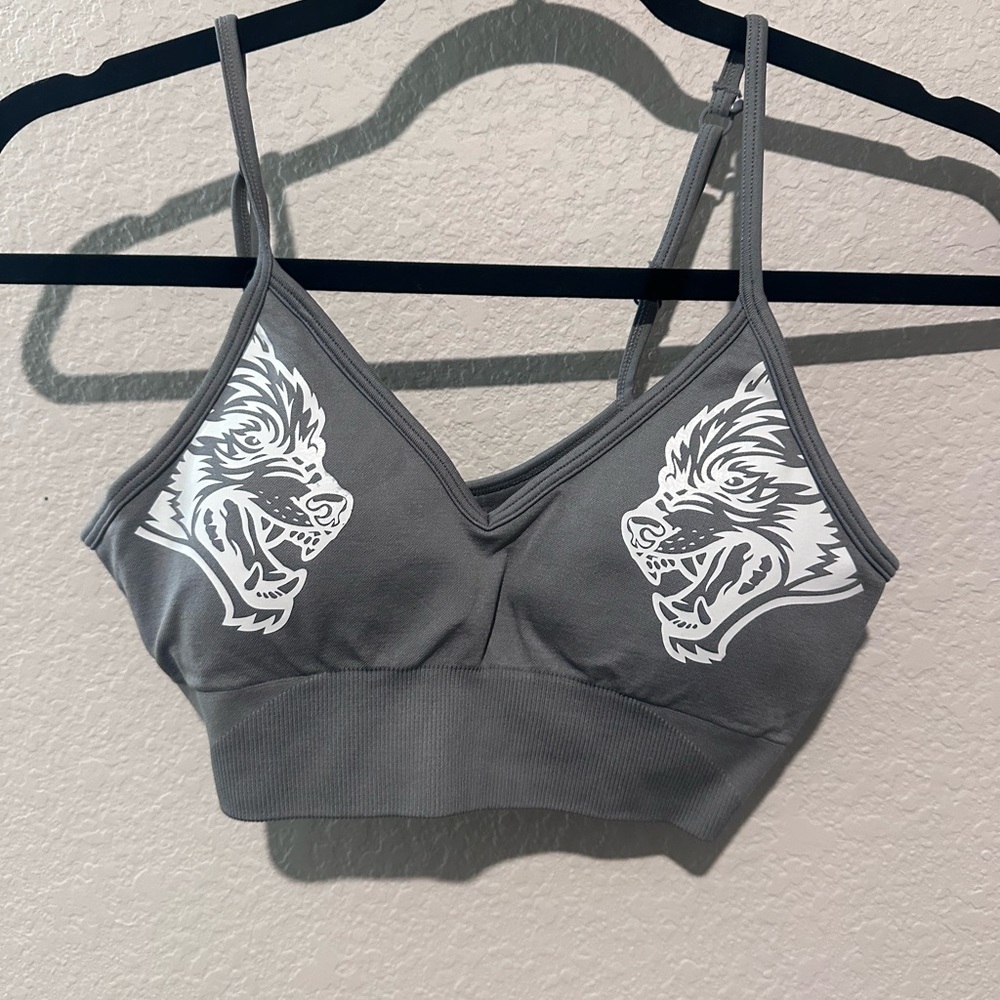 Wolves brand gray, new padded sports bra